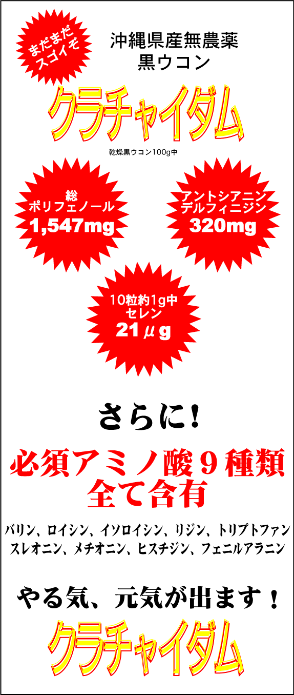 まだまだスゴイぞクラチャイダム。ポリフェノール、アントシアニン、デルフィニジン、セレン、必須アミノ酸9種類全て含有